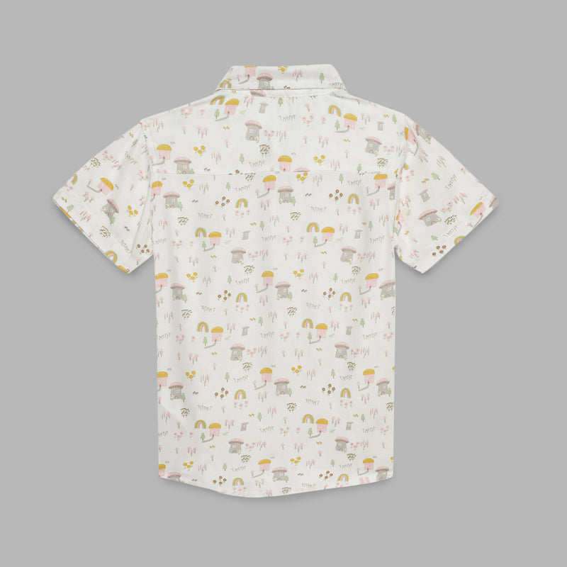 Kid Boys Collar Neck Half Sleeve Printed Shirt