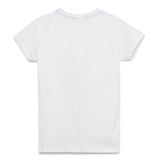 Kid Girls Round Neck Half Sleeve White Graphic Printed T-Shirt