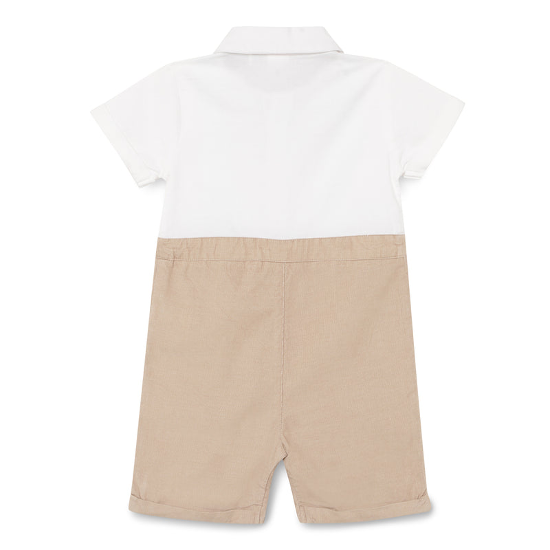 Baby Boys Collar Neck Half Sleeve Playsuit