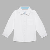 Baby Boys Collar Neck Roll Up Sleeve White Shirt