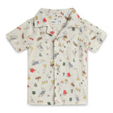 Baby Boys Safari Collar Neck Shirt With Shorts(2pcs Co-ord Set)