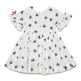 Baby Girls Fluted Frill Sleeve Printed Smocking Dress