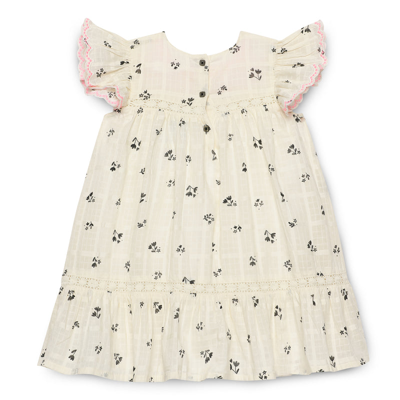 Girls Round Neck Frill Sleeve Dress