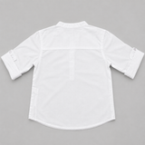 Baby Boys Grandad Collar Roll-up White Sleeve Shirt