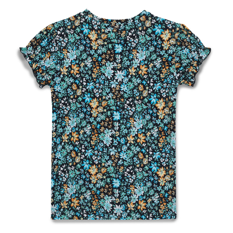 Kid Girls Round Neck Puff Sleeve Printed Top