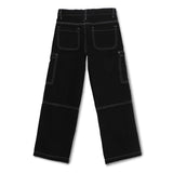 Kid Girls Black Denim Cargo Pant