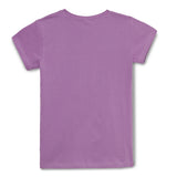 Kid Girls Round Neck Half Sleeve Lavender Graphic Printed T-Shirt