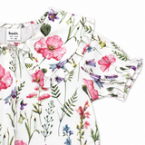 Kid Girls Floral Peter Pan Collar Puff Sleeve Dress
