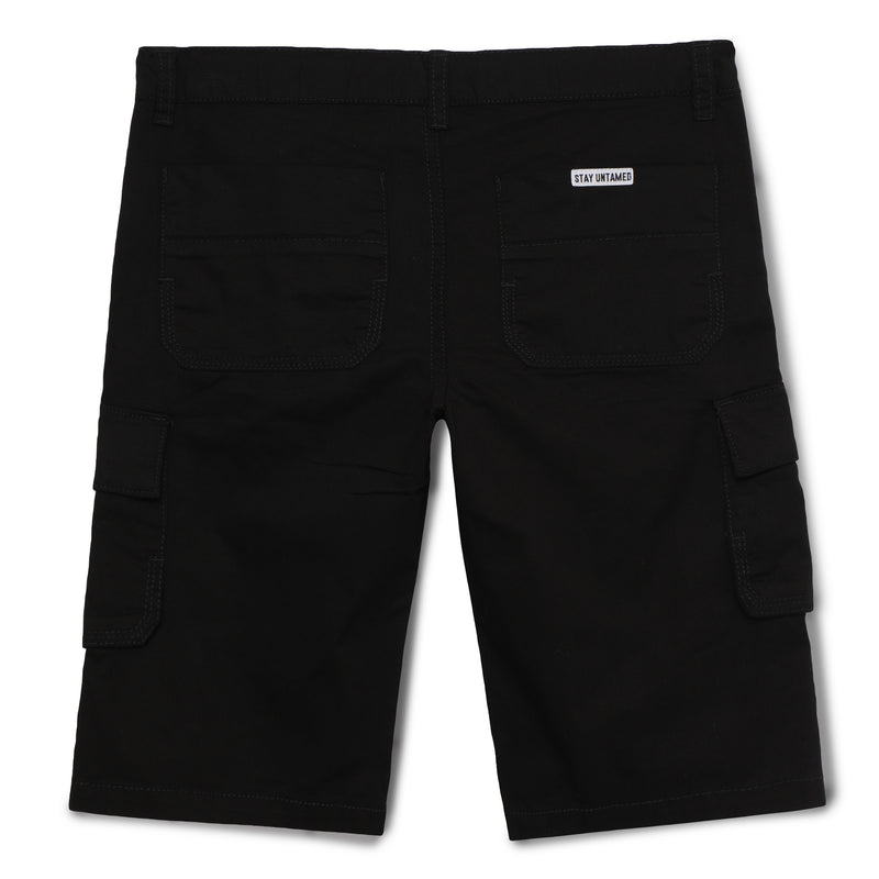 Kid Boys Solid Twill Black Cargo Bermuda