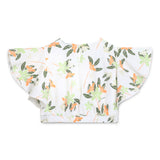 Kid Girls V Neck Flutter Sleeve Cropped Top