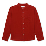 Kid Boys Grandad Collar Roll Up Sleeve Shirt