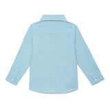 Baby Boys Collar Neck Roll Up Sleeve Blue Shirt