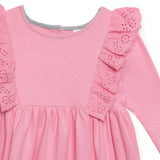 Baby Girls Round Neck Full Sleeve with Decorative Frill Dress