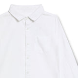 Kid Boys White Collar Neck Roll Up Sleeve Shirt