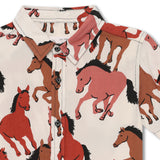 Kid Boys Safari Collar Neck Half Sleeve Printed Shirt