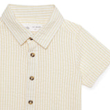 Baby Boys Collar Neck Half Sleeve Textured Striped Shirt