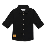 Baby Boys Collar Neck Roll Up Sleeve Black Shirt
