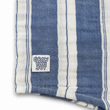 Baby Boys Blue Stripes Grandad Collar Roll-up Sleeve Shirt