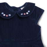 Baby Girls Peter Pan Collar Neck Cap Sleeve Corduroy Dress