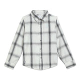 Kid Boys Collar Neck Roll Up Sleeve Checked Shirt