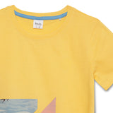 Kid Boys Round Neck Cool Yellow Graphic Printed T-Shirt