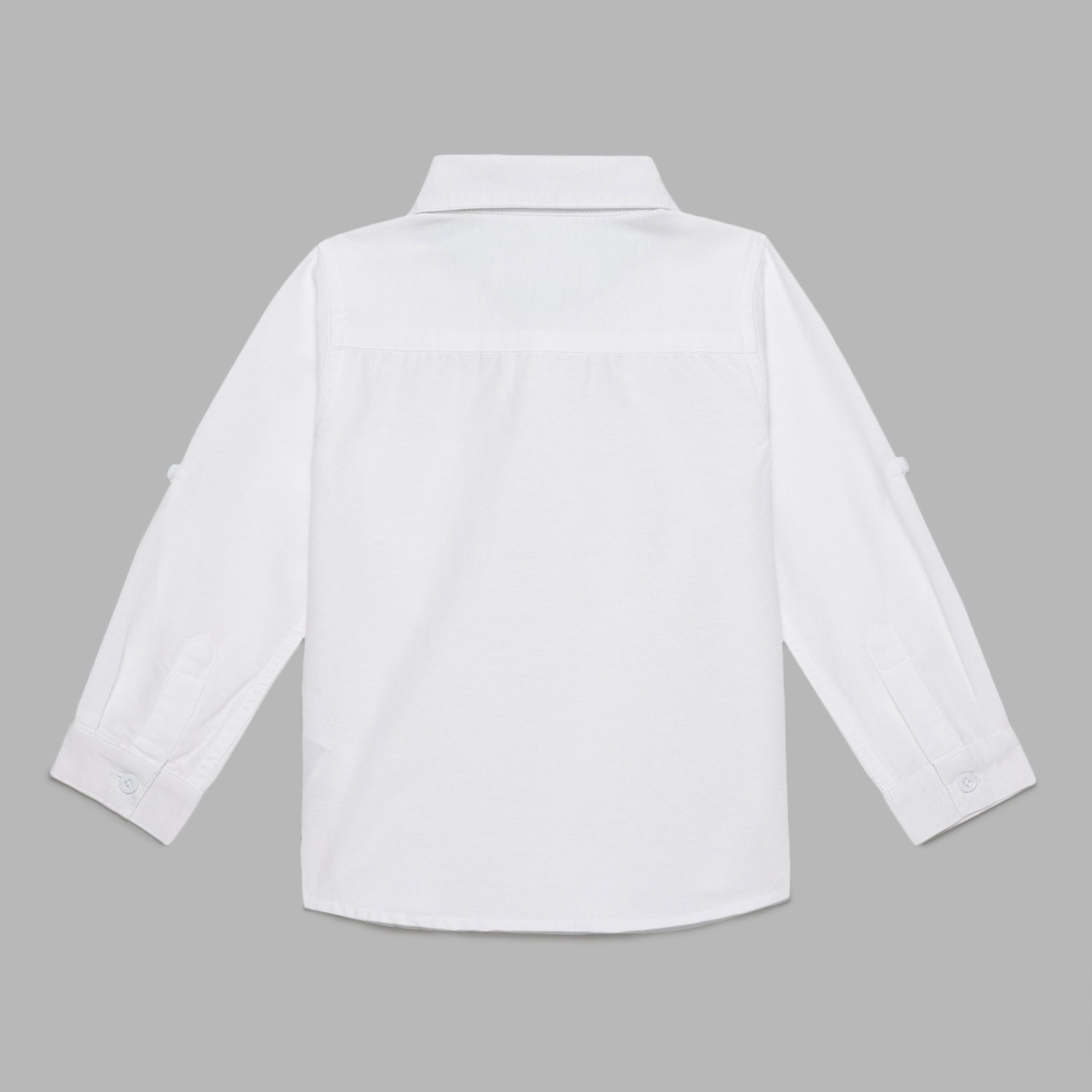 Baby Boys Collar Neck Roll Up Sleeve White Shirt