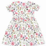 Kid Girls Floral Peter Pan Collar Puff Sleeve Dress