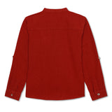 Kid Boys Grandad Collar Roll Up Sleeve Shirt