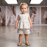 Baby Girls Set Floral Sleeveless Top with Cargo Shorts and Head Band (3Pcs co-ord Set)
