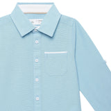 Baby Boys Collar Neck Roll Up Sleeve Blue Shirt