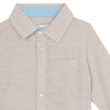 Baby Boys Collar Neck Roll Up Sleeve Sand Shirt
