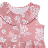Kid Girls Frill Neck Sleeveless Pink Dress