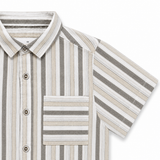 Kids Boys Half Sleeve Brown Striped Shirt