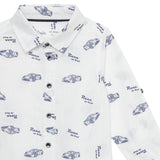 Baby Boys Collar Neck Roll Up Sleeve Printed Shirt