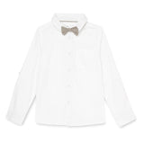 Kid Boys Collar Neck Roll Up Sleeve Shirt with Bow Tie, Waist Coat And Pant Set(4pcs pack)