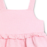 Baby Girls Pink Gingham Checks Spaghetti Tank Top With Shorts 2pcs Set