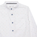 Kid Boys Grandad Collar Neck Roll Up Sleeve Cotton Printed Shirt