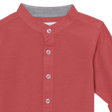 Baby Boys Grandad Collar Neck Roll Up Sleeve Mauve Shirt