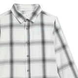 Kid Boys Collar Neck Roll Up Sleeve Checked Shirt