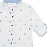 Baby Boys Grandad Collar Neck Roll Up Sleeve Printed Shirt