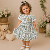 Baby Girls Round Neck Half Sleeve Balloon Dress