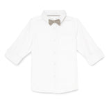 Kid Boys Collar Neck Roll Up Sleeve Shirt with Bow Tie, Waist Coat And Pant Set(4pcs pack)