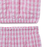 Girls Gingham Checks Raglan Half Sleeve Top With Full Pant -2pcs Set