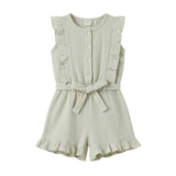 Baby Girls Textured Green Playsuit