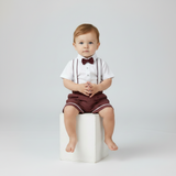 Baby Boys Shirt With Suspender Shorts and Bow Tie(3pcs set)