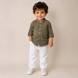 Baby Boys Grandad Collar Roll up sleeve Shirt