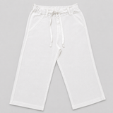 Baby Boys Off White Linen Blend Wide Leg Pant