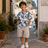 Kids Boys Tropical Printed Drop Shoulder Shirt