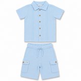 Baby Boys Blue Shirt With Cargo Shorts(2pcs set)