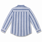 Kids Boys Blue Striped Roll Up sleeve Shirt